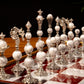 Jeu d'échecs Deluxe haut de gamme en métal et pierres semi-précieuses, échiquier en bois et pieds en métal de 32 cm