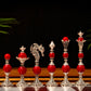 Jeu d'échecs Deluxe haut de gamme en métal et pierres semi-précieuses, échiquier en bois et pieds en métal de 32 cm