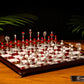 Jeu d'échecs Deluxe haut de gamme en métal et pierres semi-précieuses, échiquier en bois et pieds en métal de 32 cm