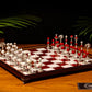 Jeu d'échecs Deluxe haut de gamme en métal et pierres semi-précieuses, échiquier en bois et pieds en métal de 32 cm
