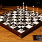 Jeu d'échecs Deluxe haut de gamme en métal et pierres semi-précieuses, échiquier en bois et pieds en métal de 32 cm