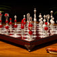 Jeu d'échecs Deluxe haut de gamme en métal et pierres semi-précieuses, échiquier en bois et pieds en métal de 32 cm