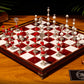 Jeu d'échecs Deluxe haut de gamme en métal et pierres semi-précieuses, échiquier en bois et pieds en métal de 32 cm