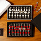 Jeu d'échecs Deluxe haut de gamme en métal et pierres semi-précieuses, échiquier en bois et pieds en métal de 32 cm