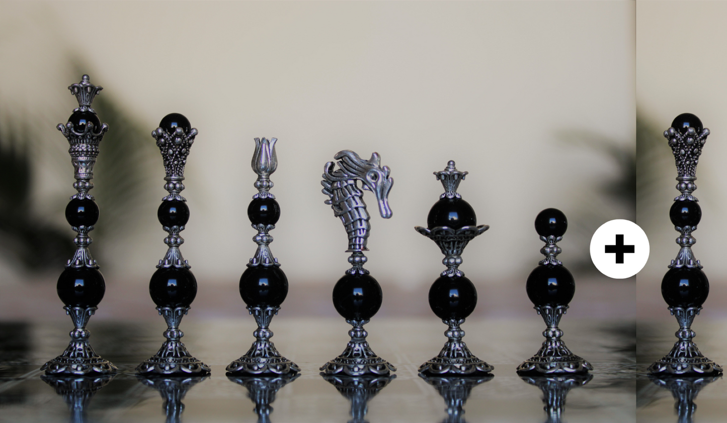 Pièces de jeu d'échecs Obsidienne Collection Prestige