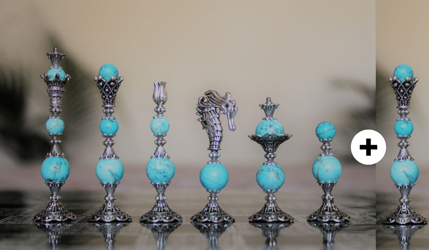 Pièces de jeu d'échecs Turquoise Collection Prestige