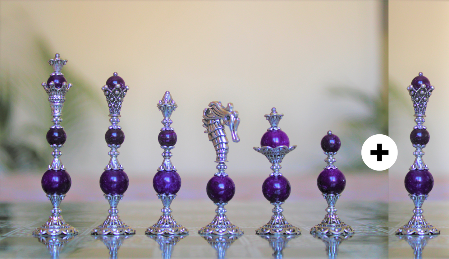 Pièces de jeu d'échecs Jade violet Collection Elégance