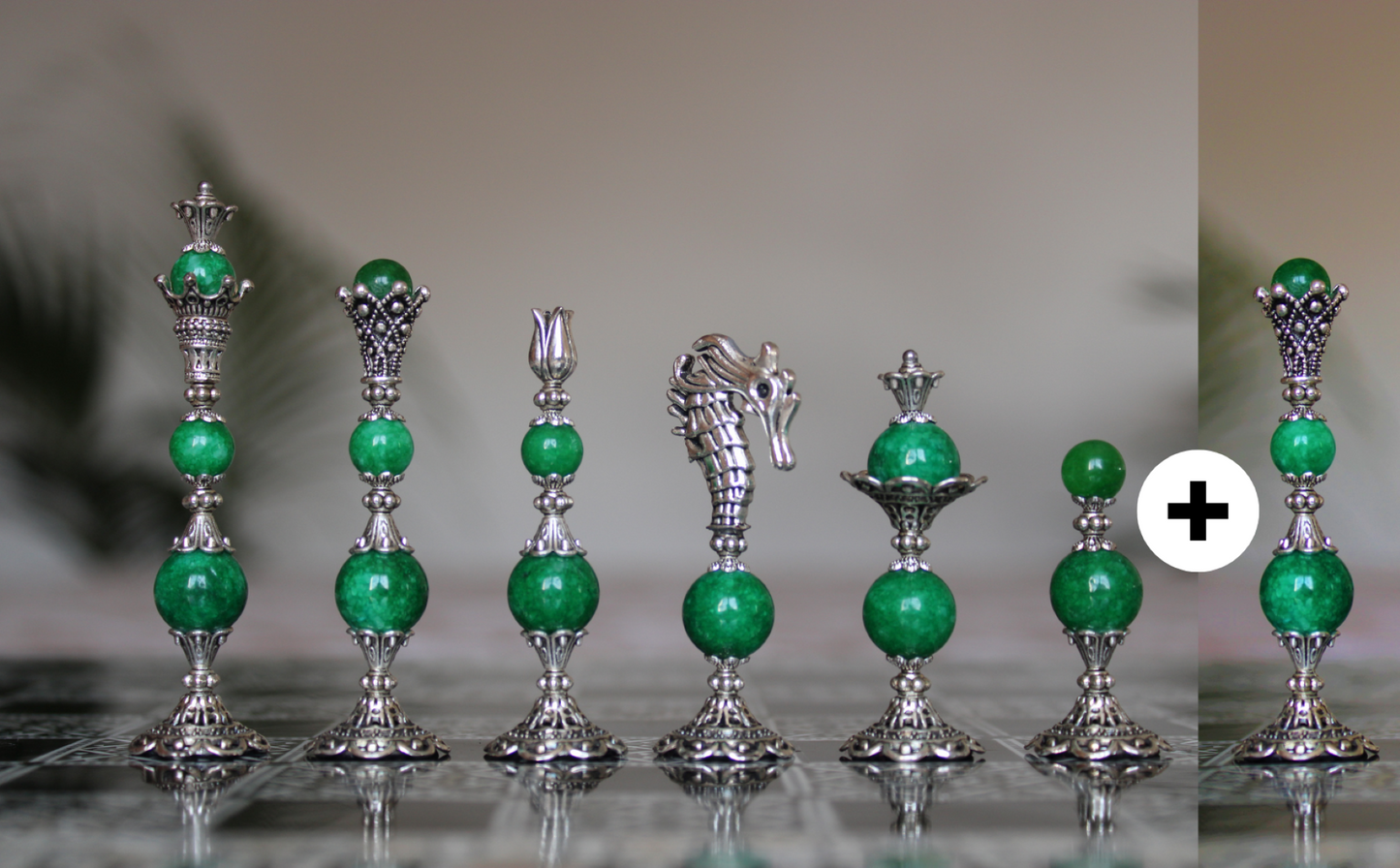 Pièces de jeu d'échecs Aventurine Collection Prestige