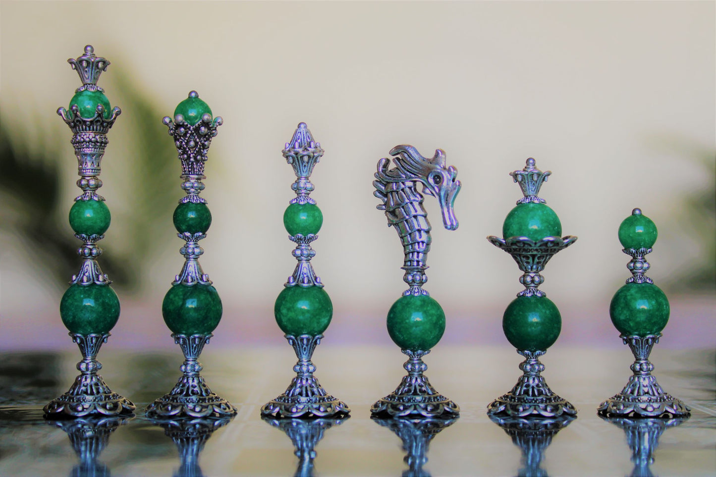 Pièces de jeu d'échecs Aventurine Collection Elégance