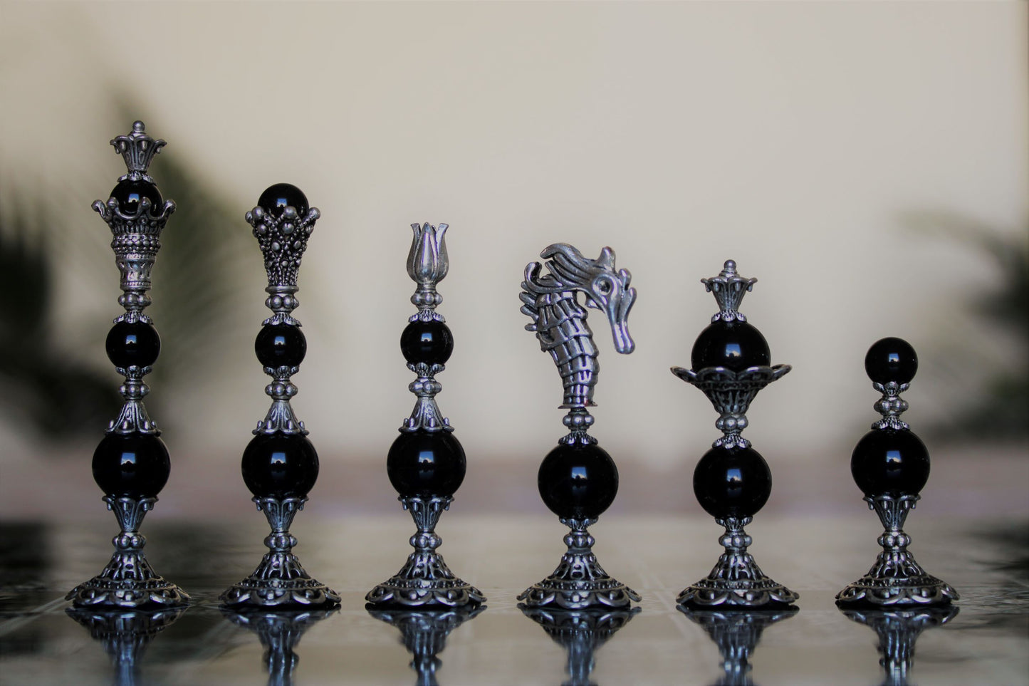 Pièces de jeu d'échecs Obsidienne Collection Prestige