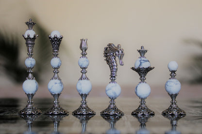 Pièces de jeu d'échecs Howlite Collection Prestige