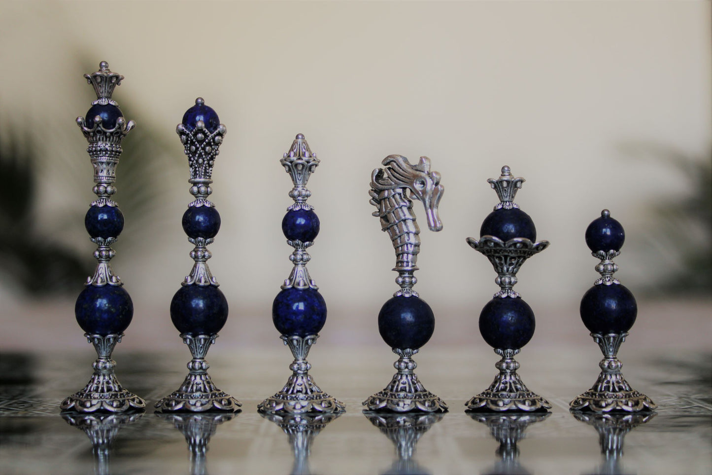 Pièces de jeu d'échecs Lapis Lazuli Collection Elégance