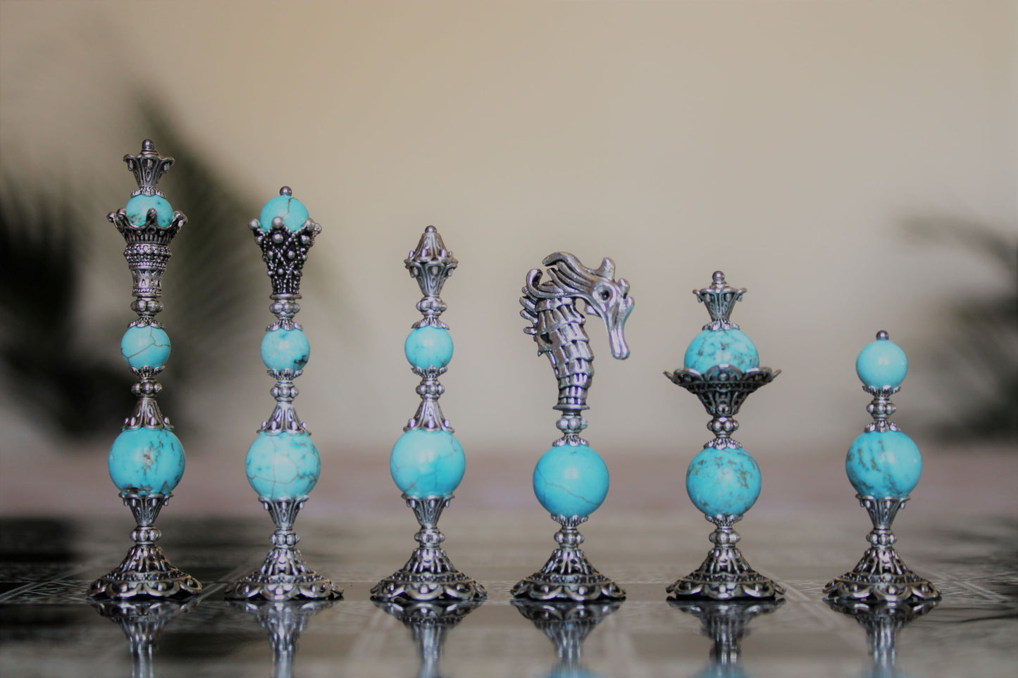 Pièces de jeu d'échecs Turquoise Collection Elégance