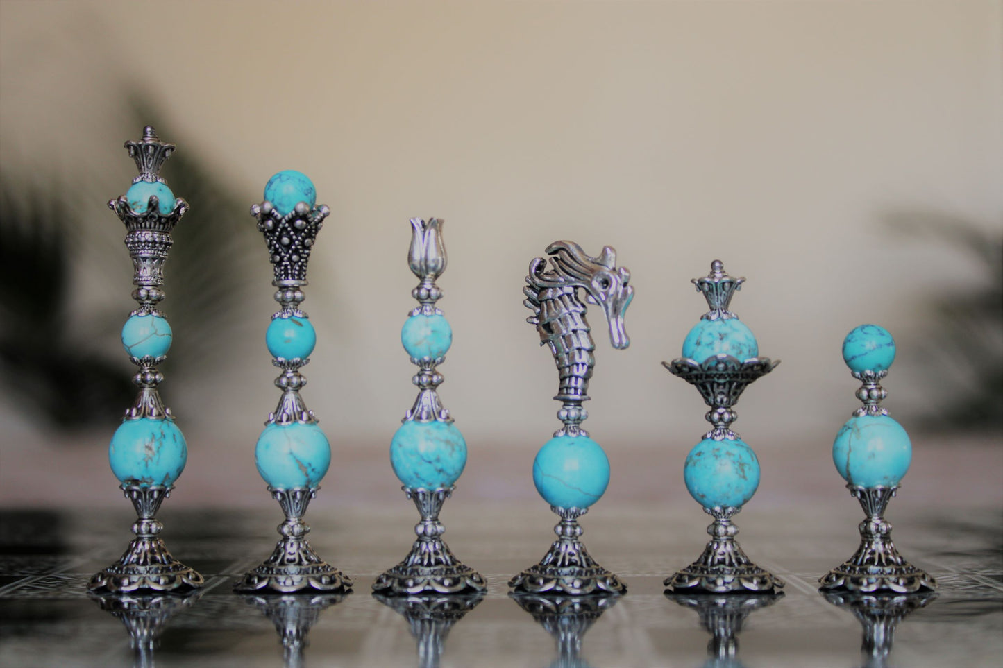 Pièces de jeu d'échecs Turquoise Collection Prestige