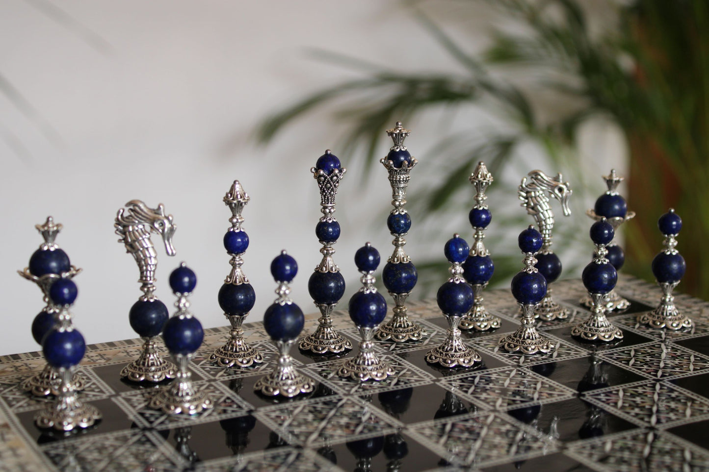 Pièces de jeu d'échecs Lapis Lazuli Collection Elégance