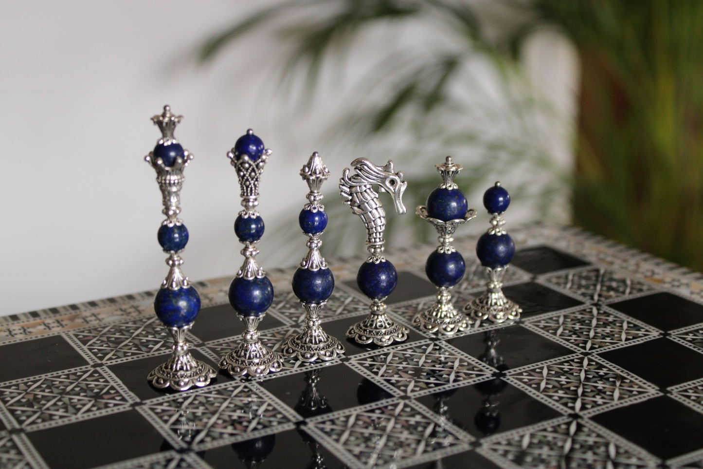 Pièces de jeu d'échecs Lapis Lazuli Collection Elégance