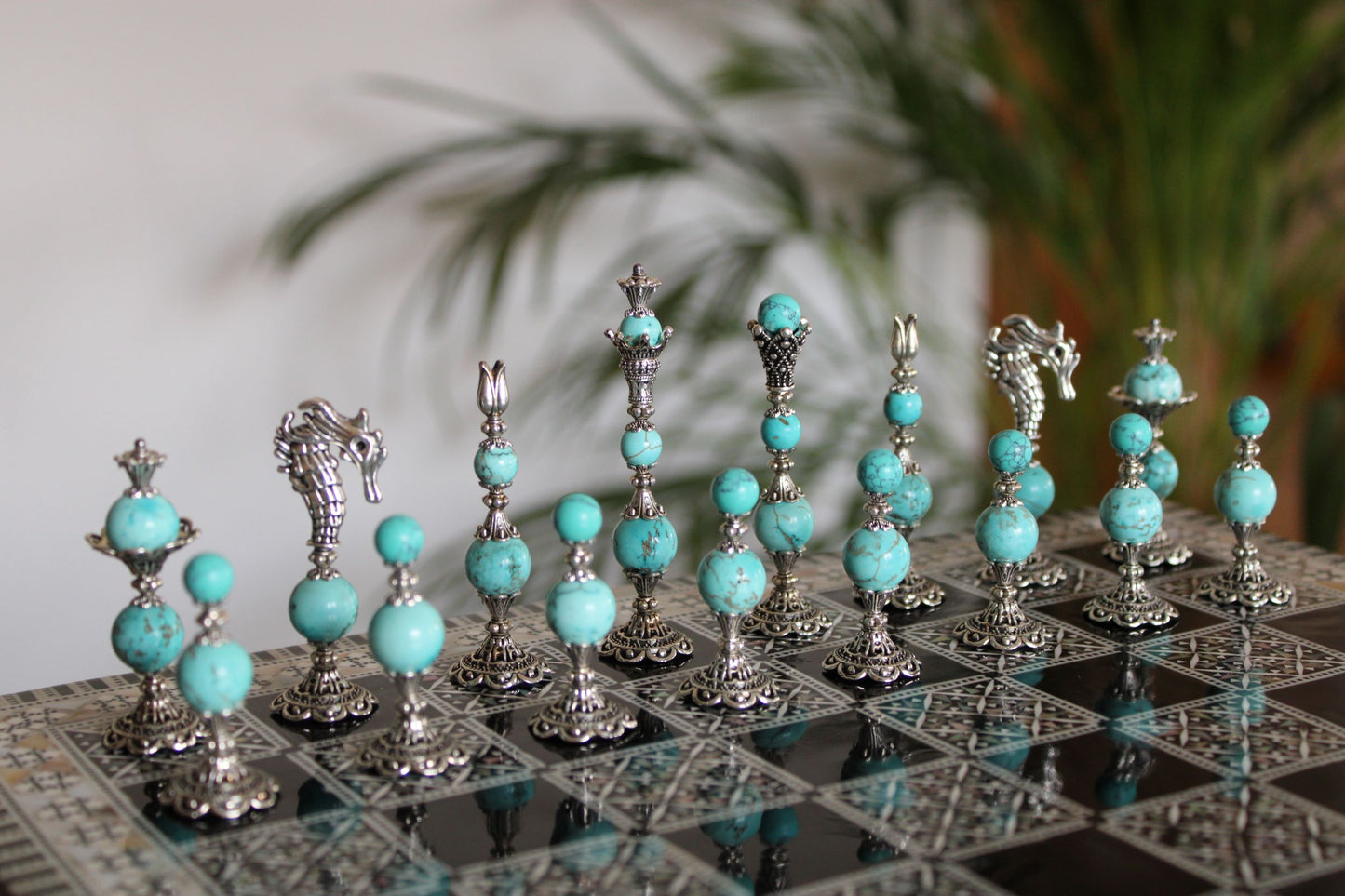 Pièces de jeu d'échecs Turquoise Collection Prestige