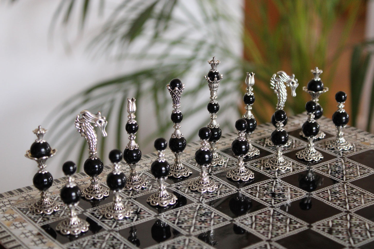 Pièces de jeu d'échecs Obsidienne Collection Prestige