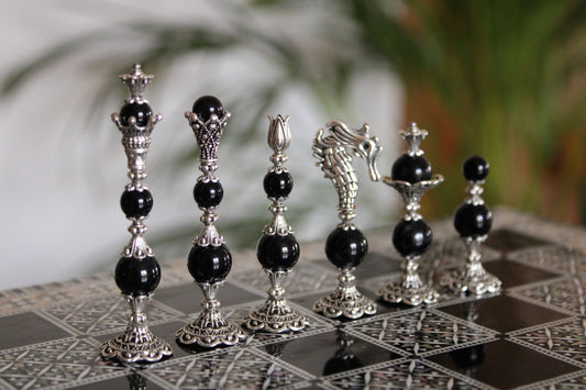 Pièces de jeu d'échecs Obsidienne Collection Prestige