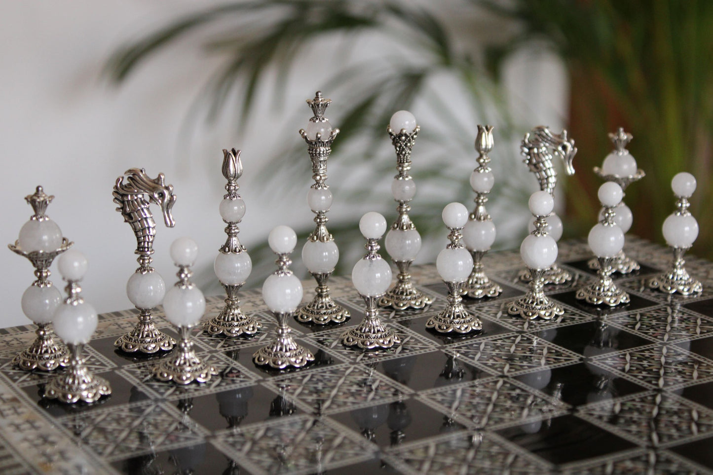 Pièces de jeu d'échecs Cristal de quartz Collection Prestige