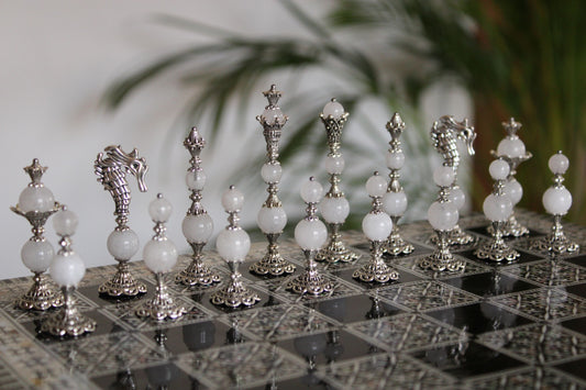 Pièces de jeu d'échecs Cristal de Quartz Collection Elégance