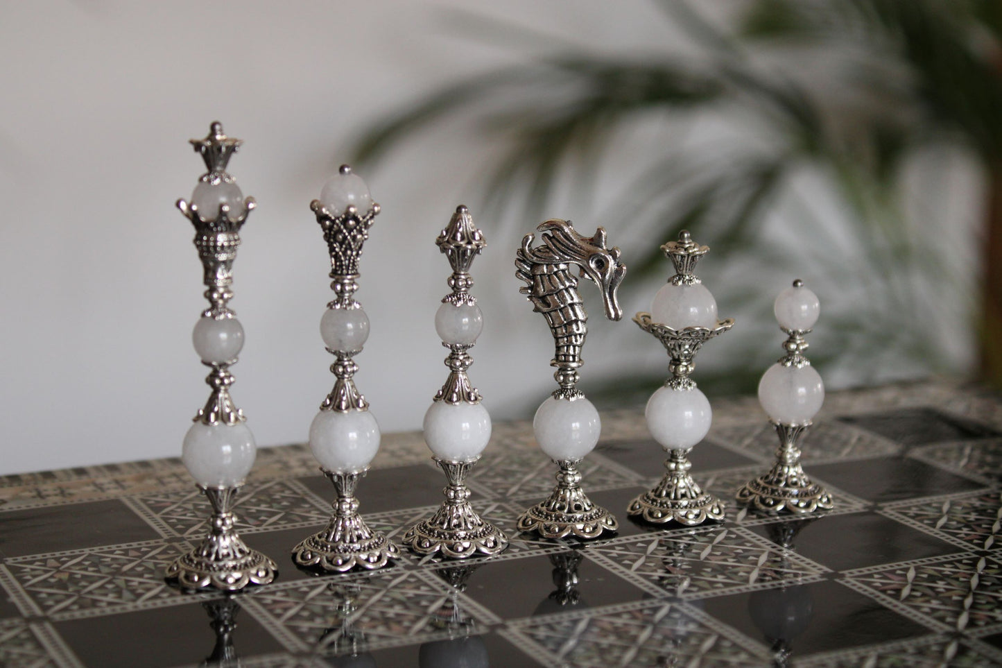 Pièces de jeu d'échecs Cristal de Quartz Collection Elégance