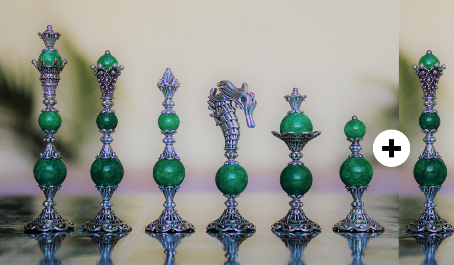 Pièces de jeu d'échecs Aventurine Collection Elégance